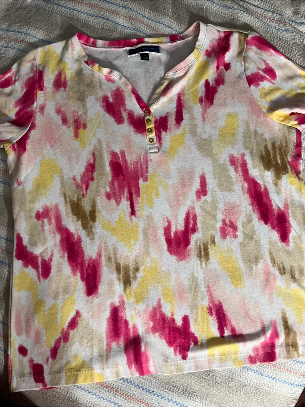 Women’s Karen Scott in Pink & Yellow Abstract Print